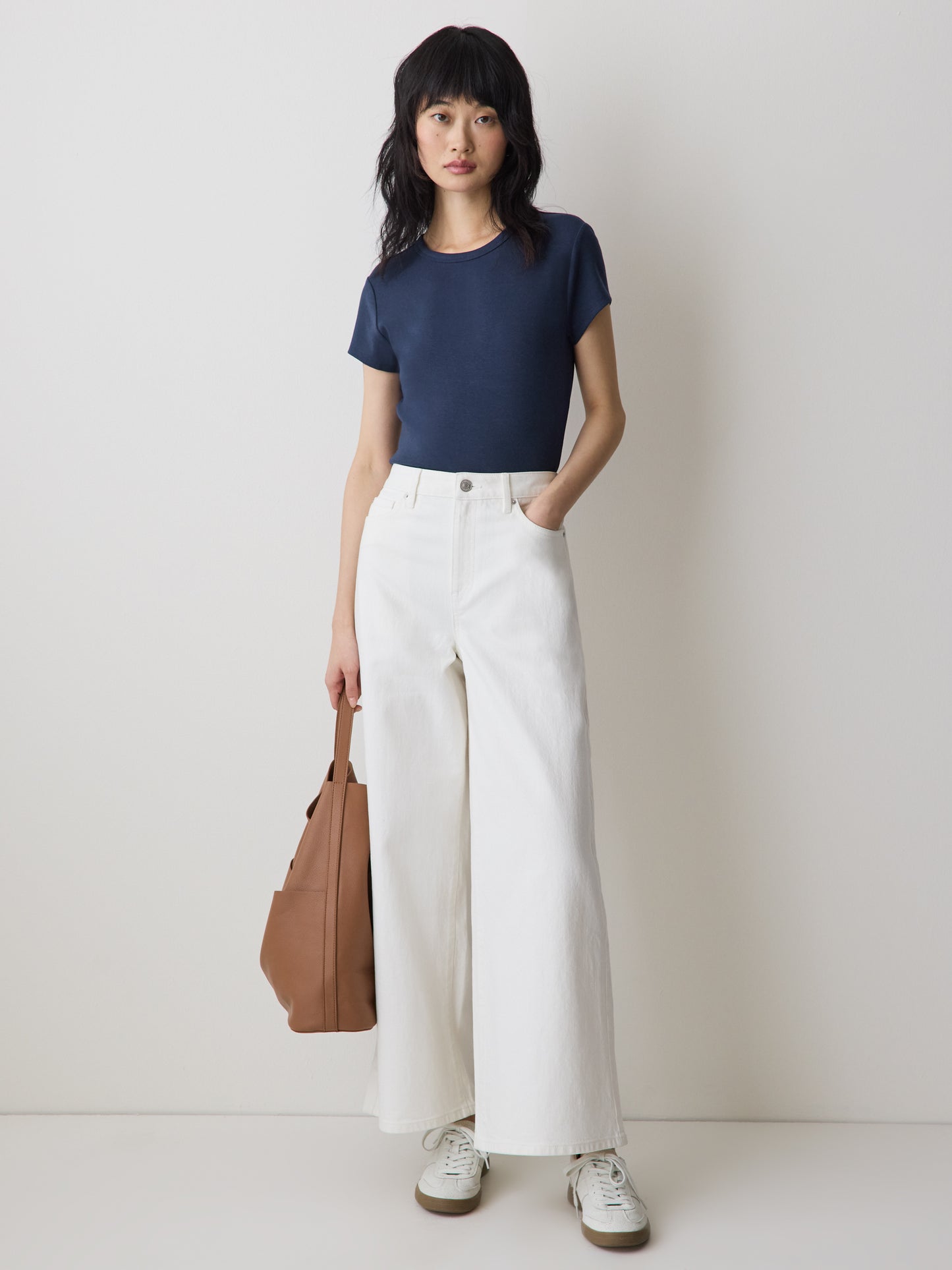 Short-Sleeve Crew-Neck Ribbed Tee