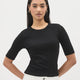 Elbow-Sleeve Crew-Neck Fitted Tee