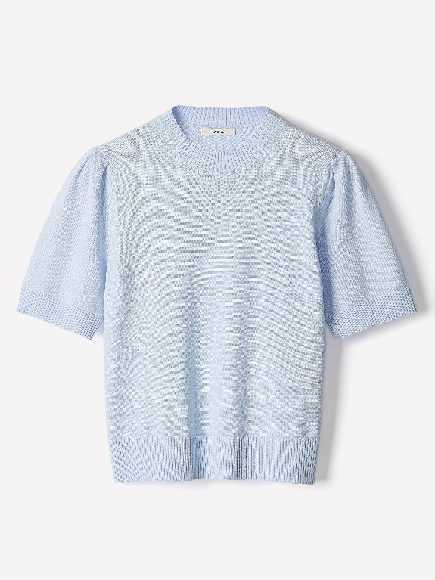 Knit Cotton Blend Crew Neck Sweater