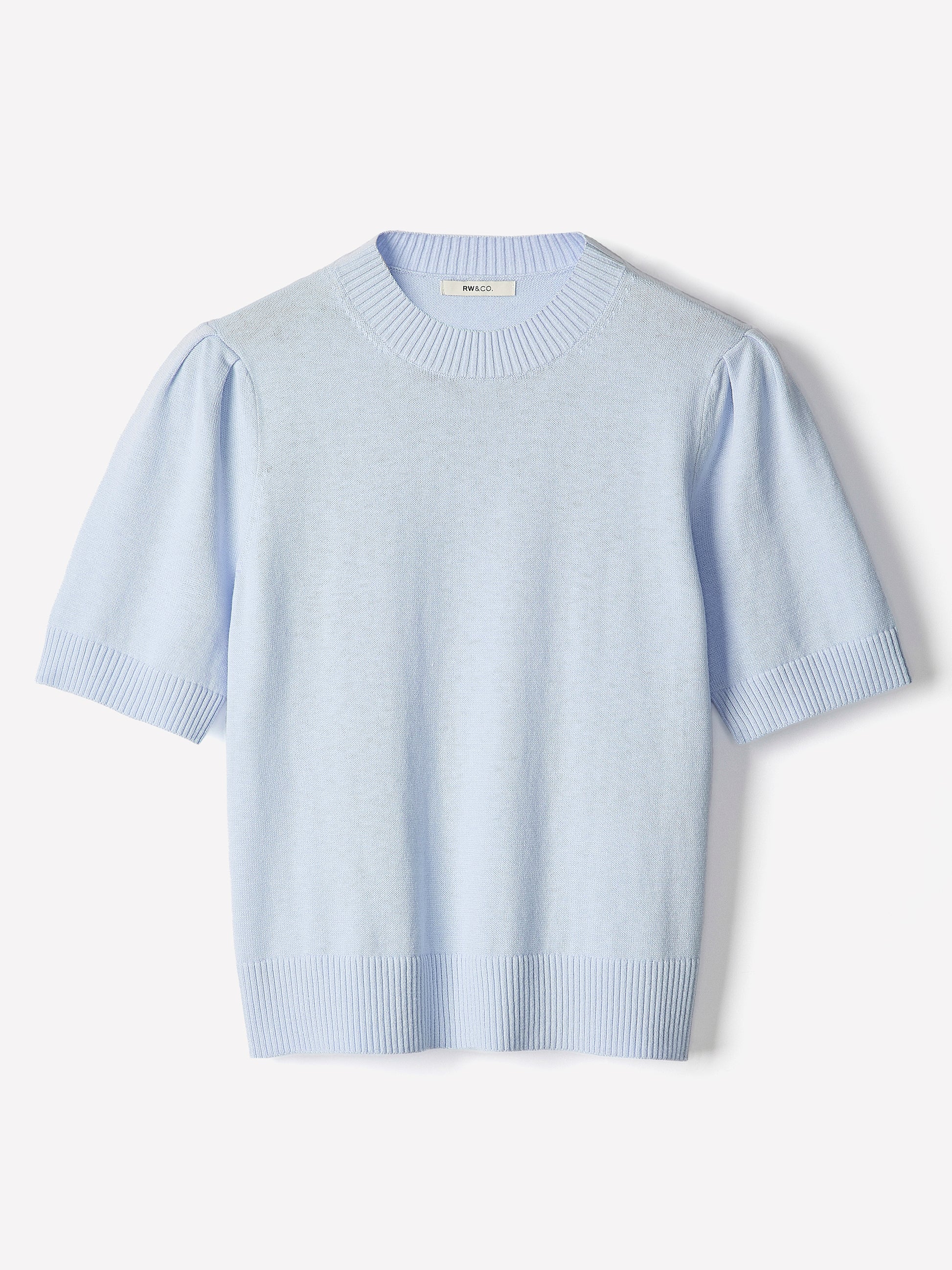 Knit Cotton Blend Crew Neck Sweater