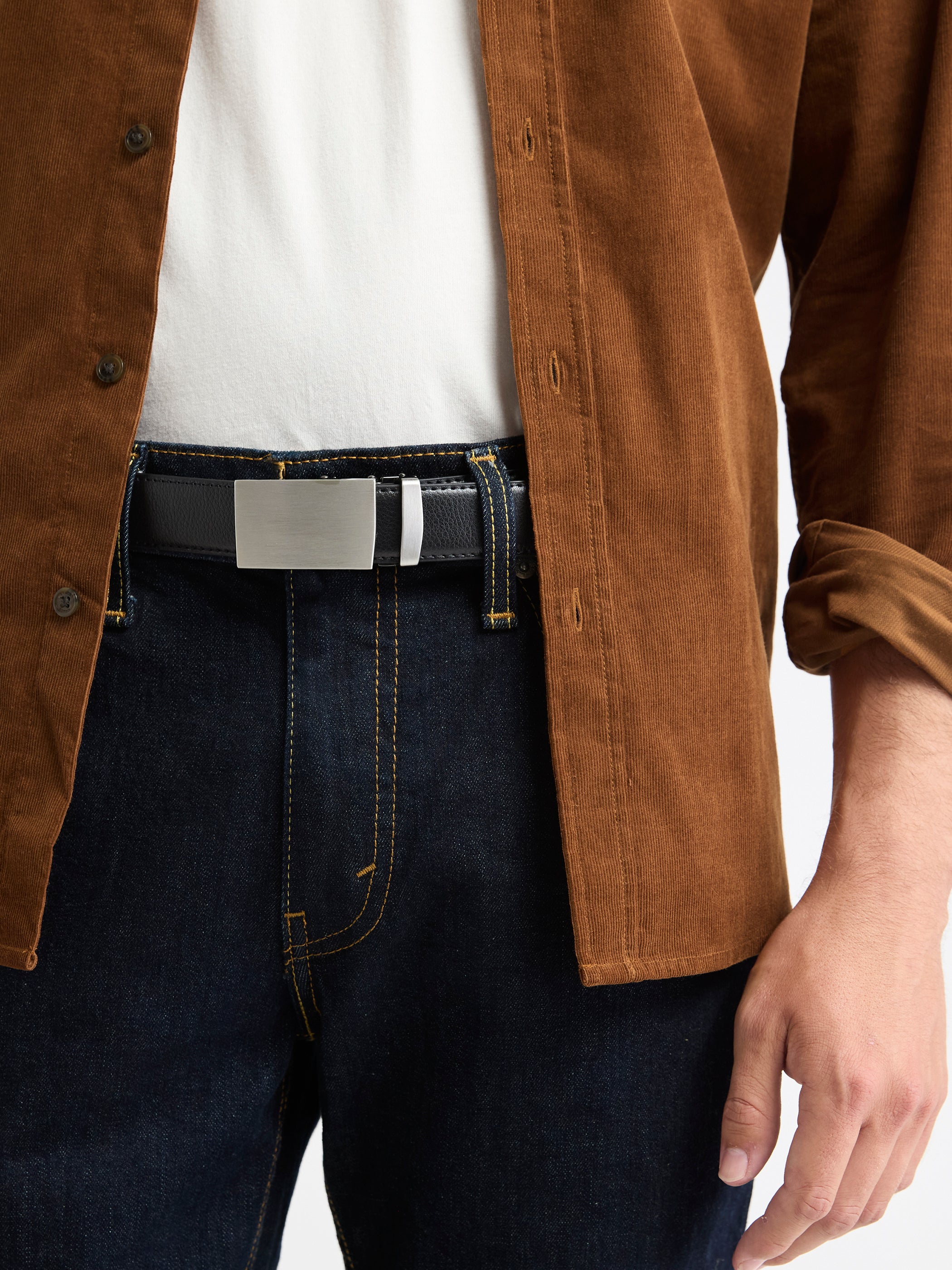 Automatic 30mm plate Leather Belt