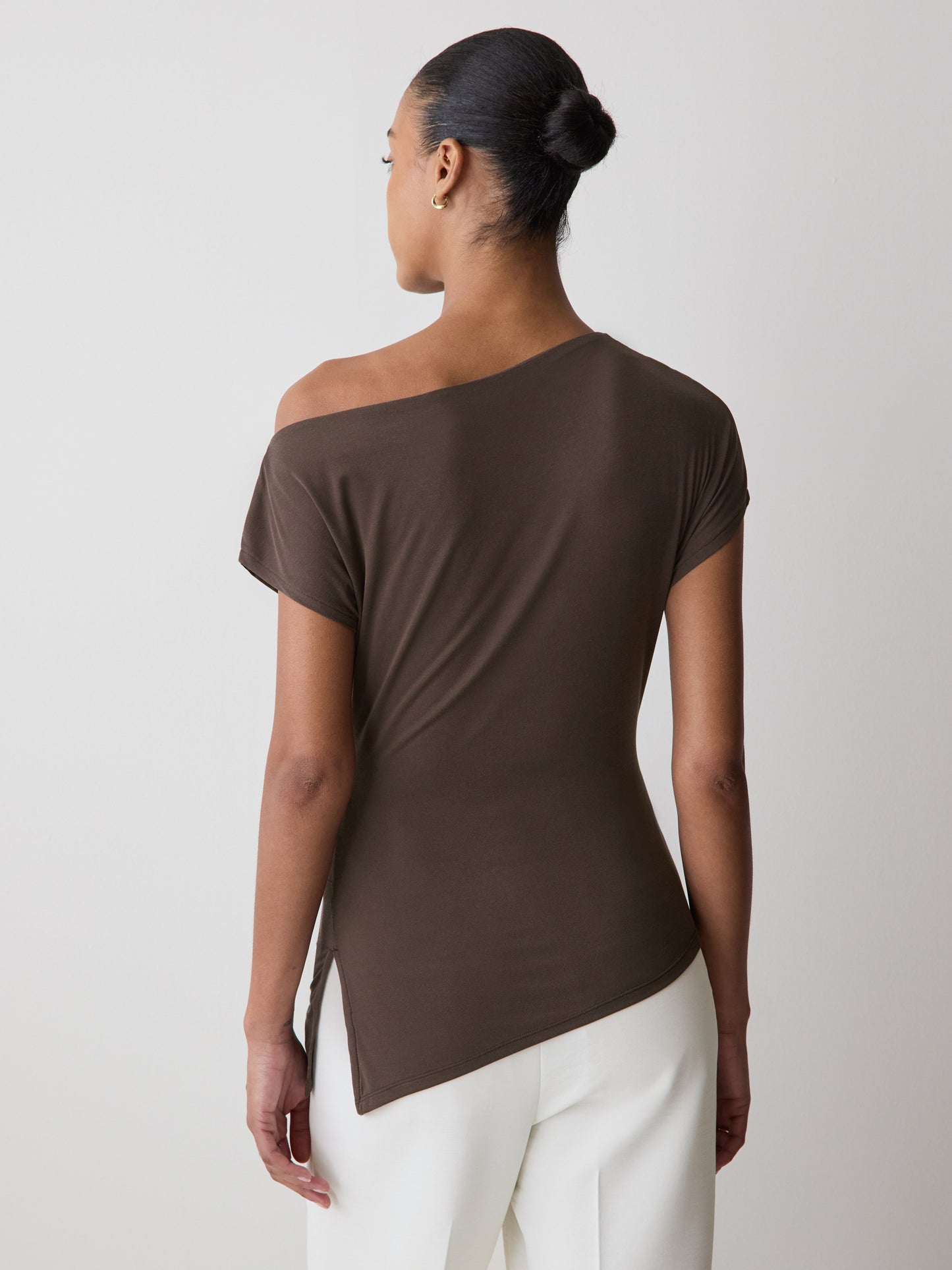 Off-Shoulder Knit Top in Silk Jersey