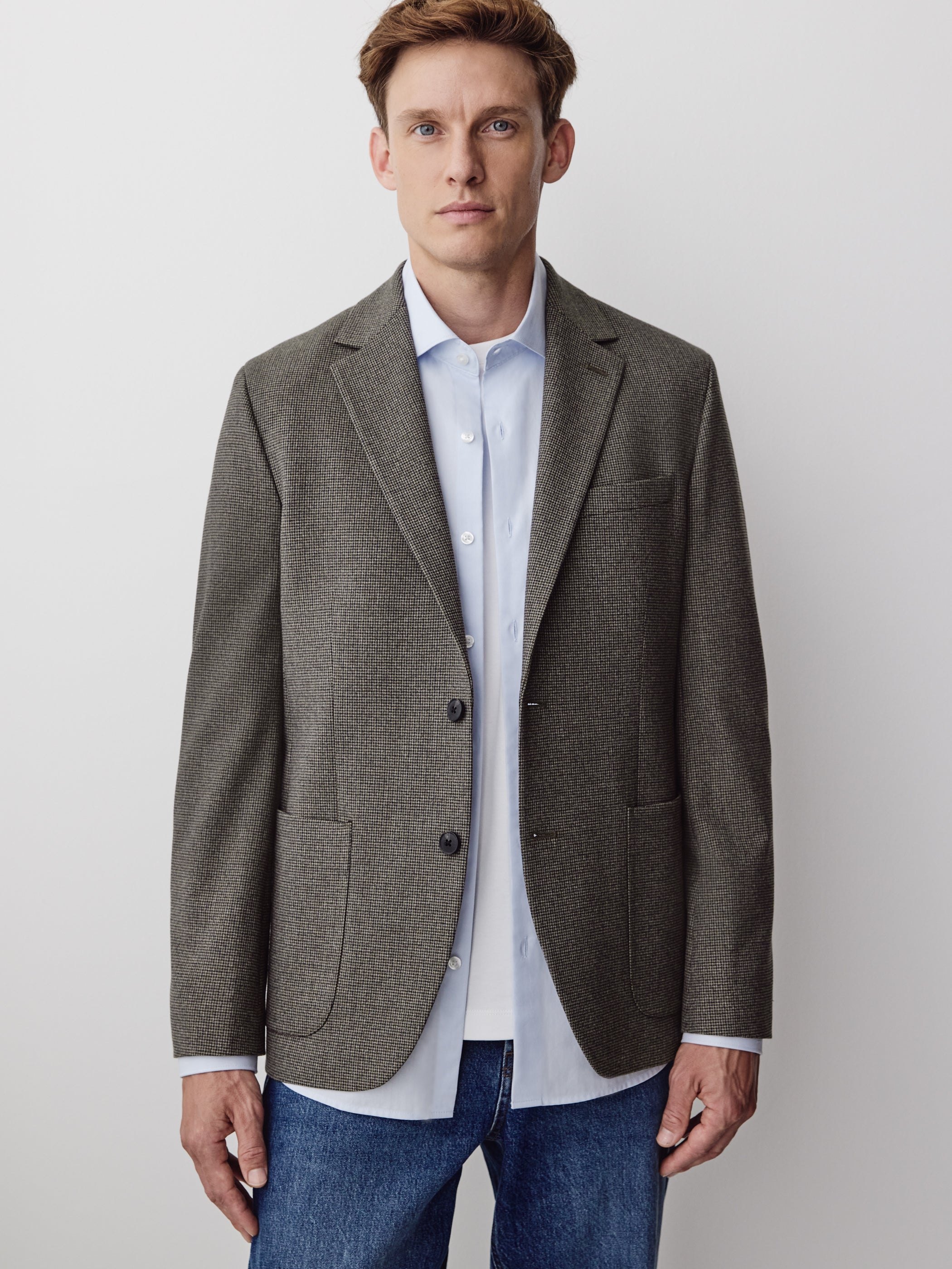 Slim Fit Woven Houndstooth Blazer