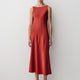 Woven Satin Halter Midi Dress
