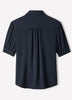 Silky Crepe Short-Sleeve Buttoned-Down Blouse