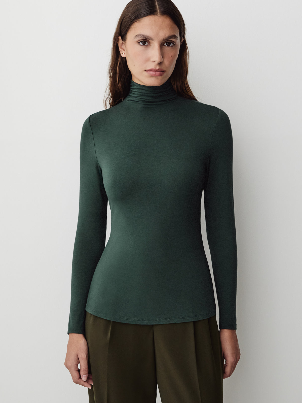 Long-Sleeve Mock-Neck Top