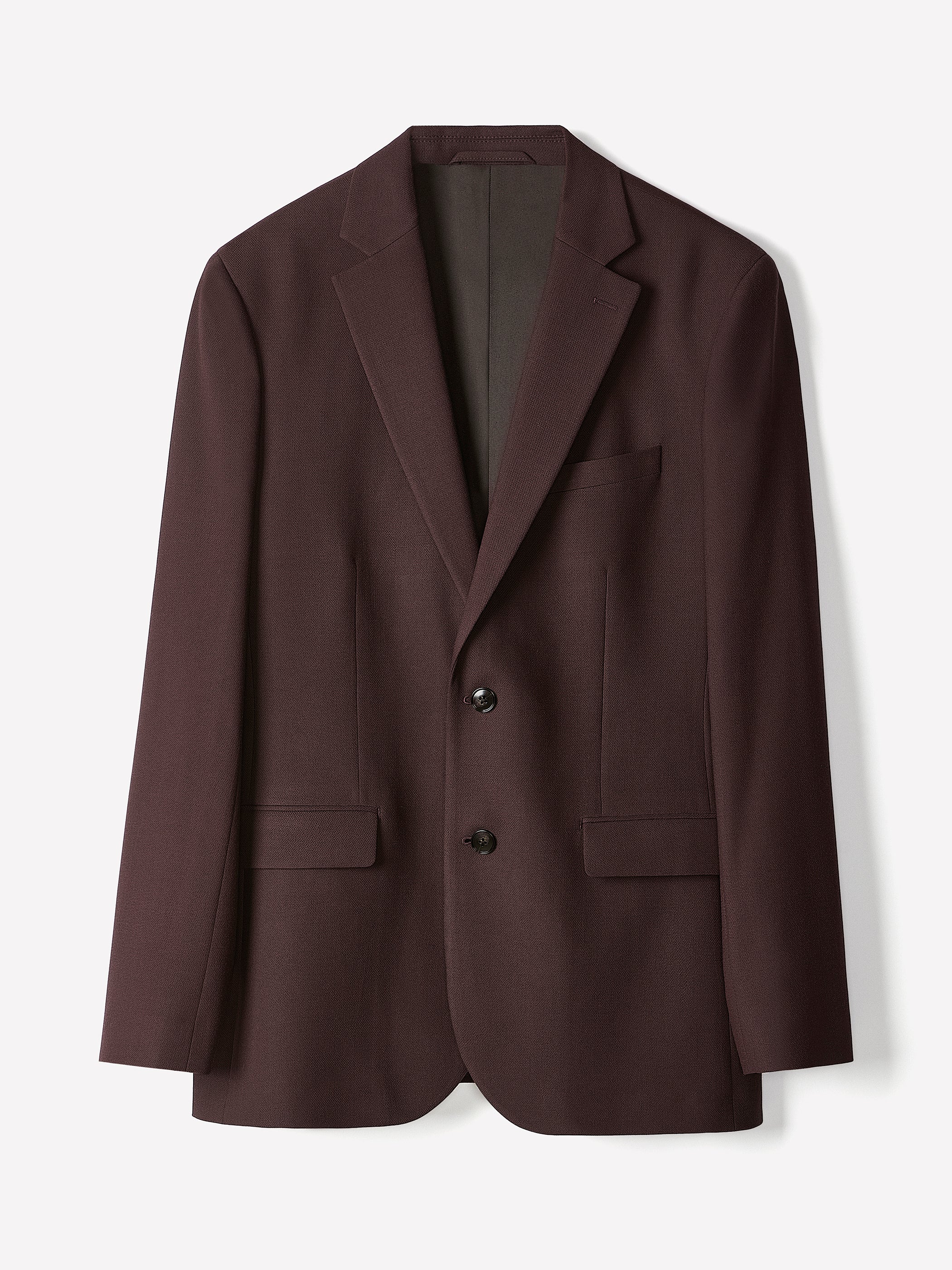Slim Fit Woven Blazer in Burgundy