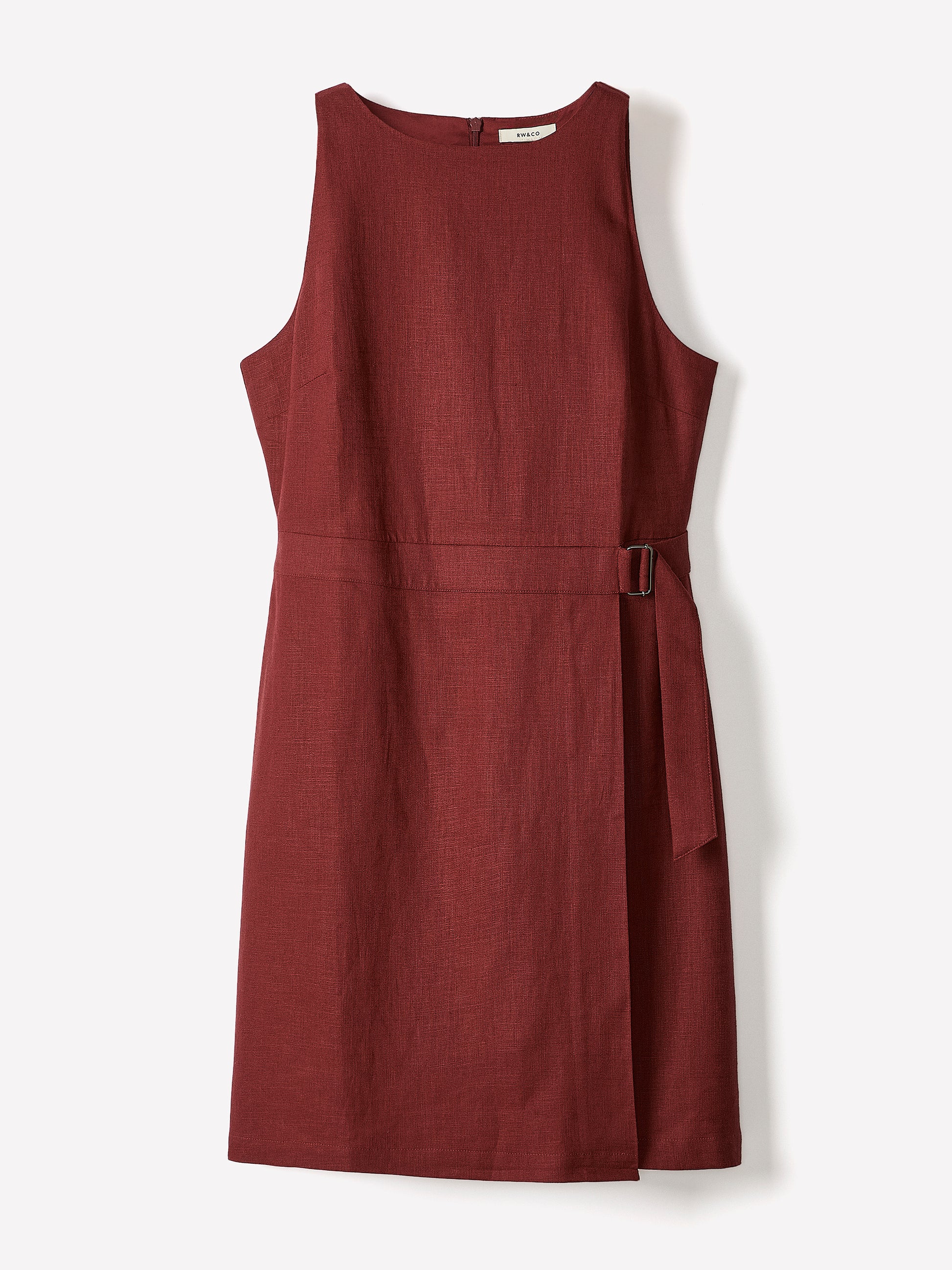 Sleeveless Boat-Neck Linen-Blend Mini Dress