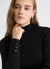 Mock-Neck Sweater with Buttons on Sleeves