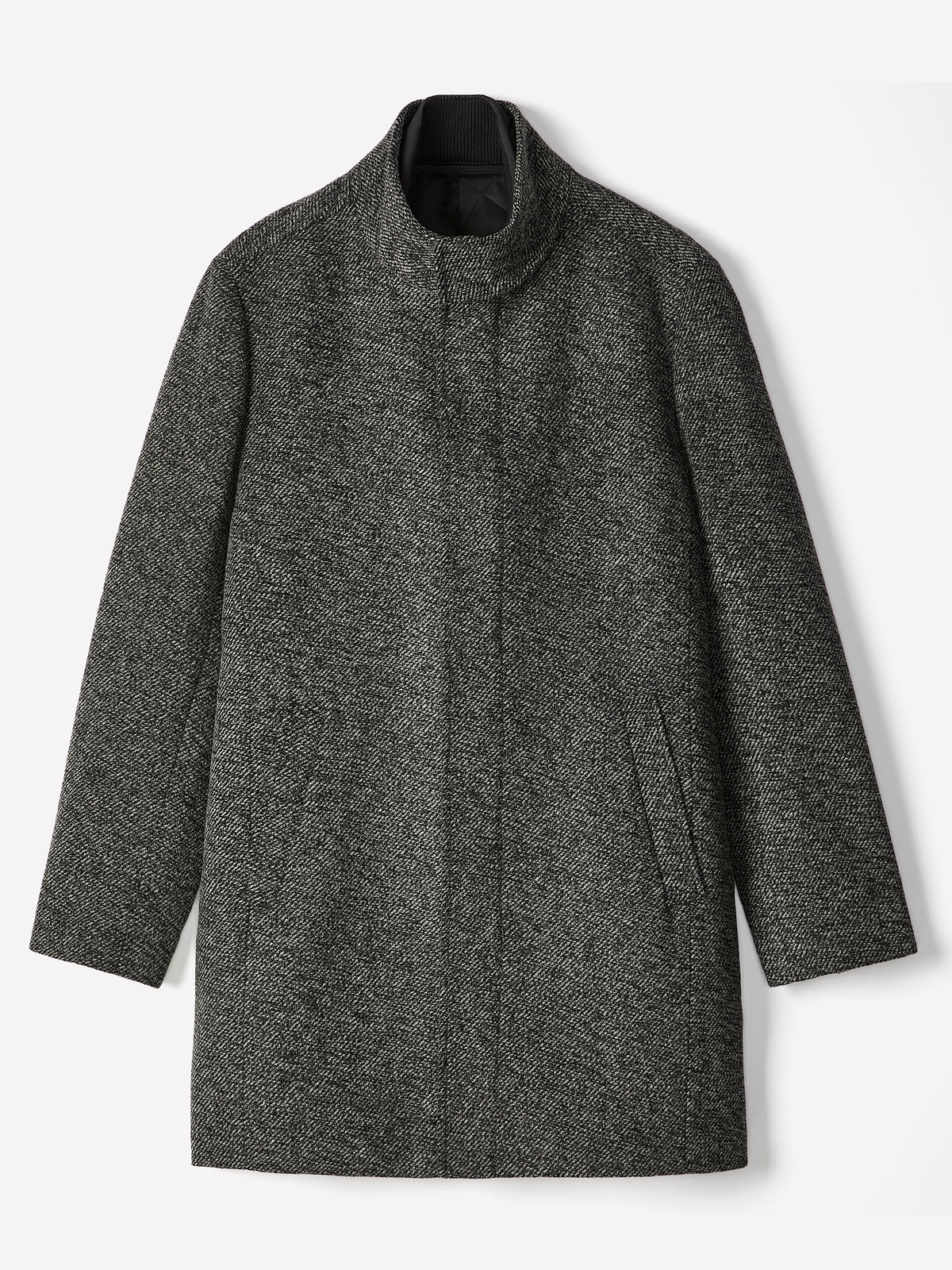 Classic Mock-Neck Wool Coat with Dickey
