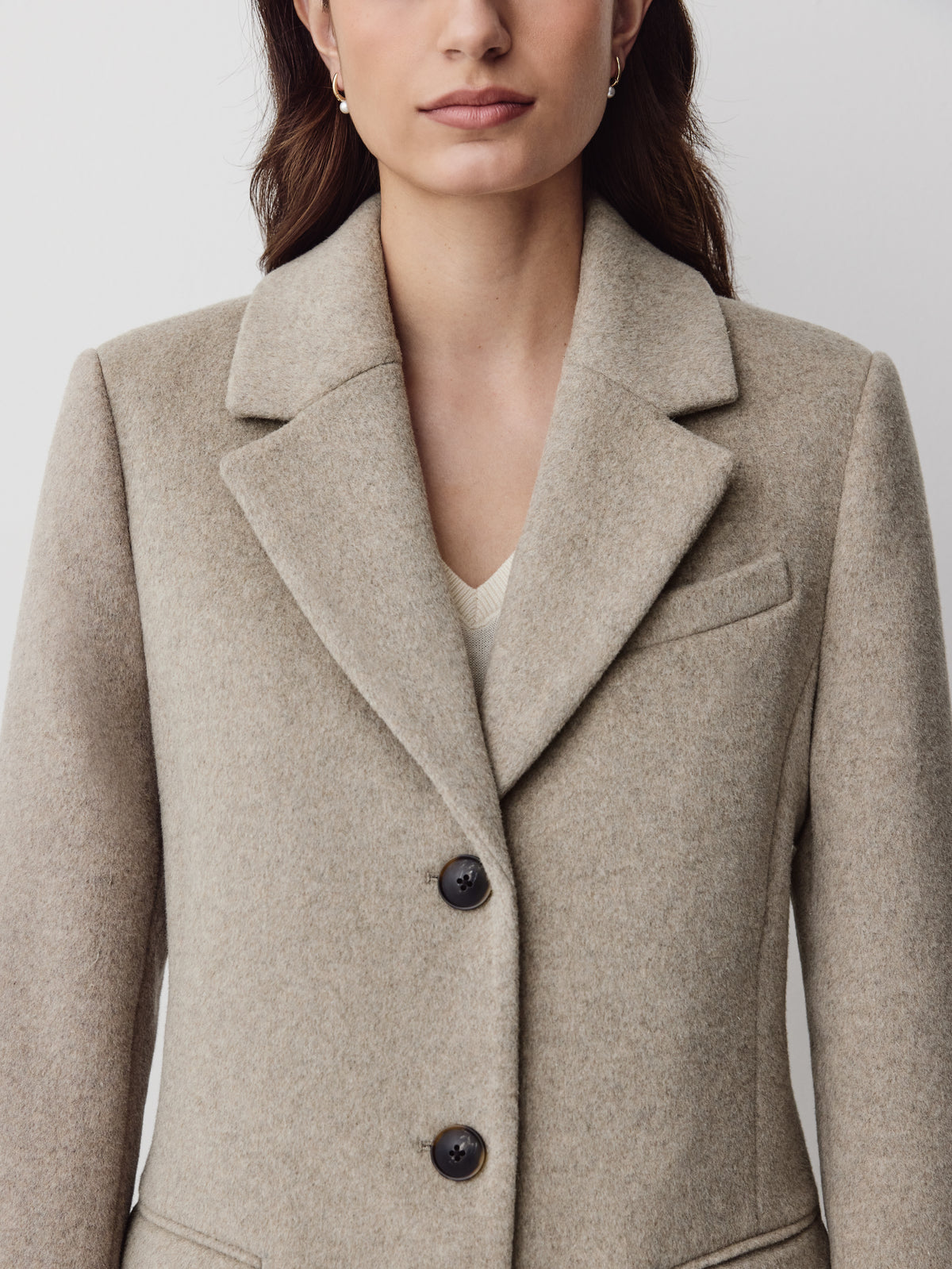 Classic Wool-Blend Three-Button Coat