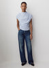 Extended-Sleeve Crew-Neck Draped Top
