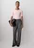 Fitted Cotton Modal Knit Pullover with Crew Neck