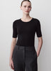 Elbow-Sleeve Crew-Neck Fitted Tee