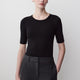 Elbow-Sleeve Crew-Neck Fitted Tee