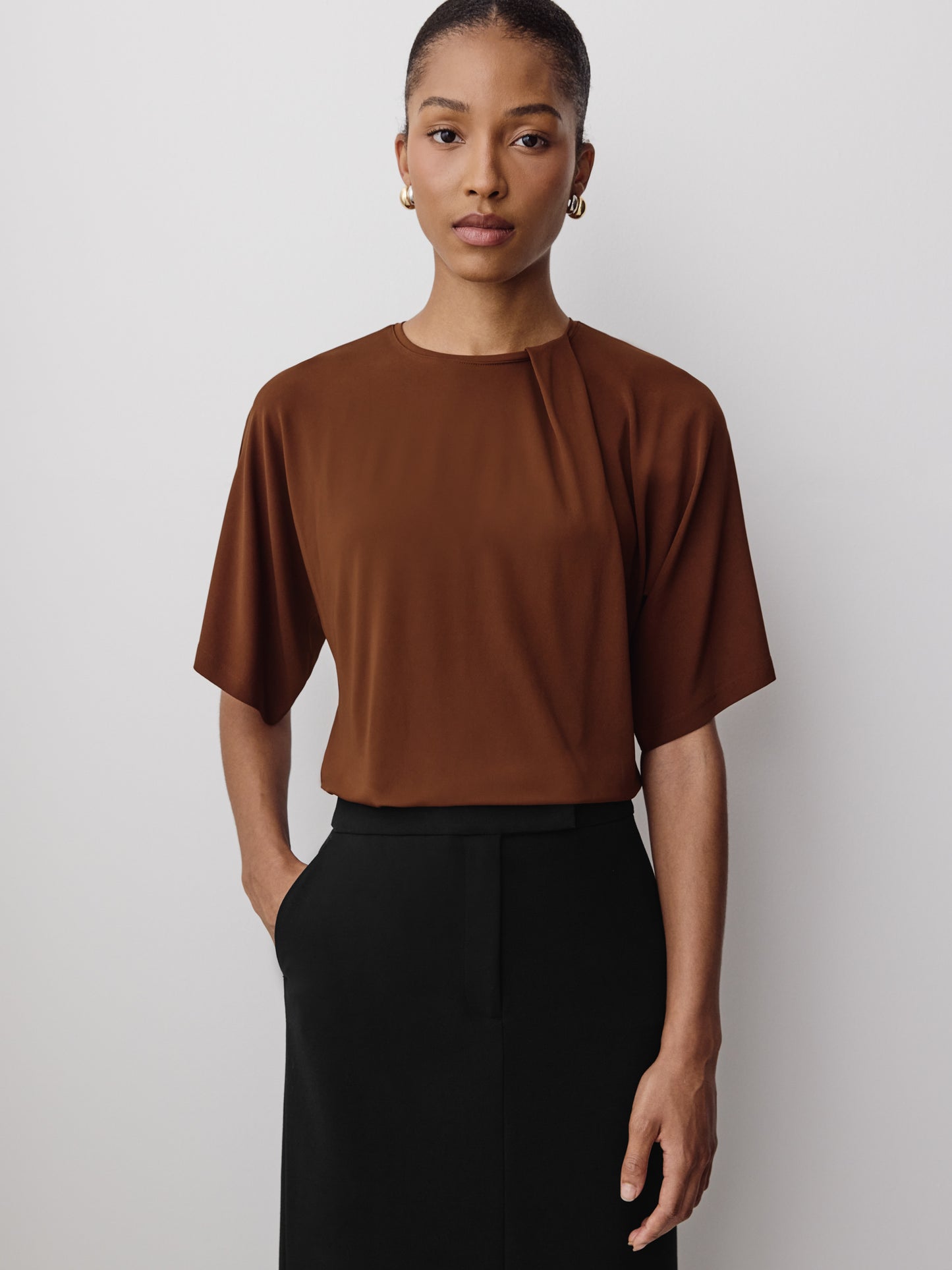 Knit Blouse High Twist Dolman Sleeve