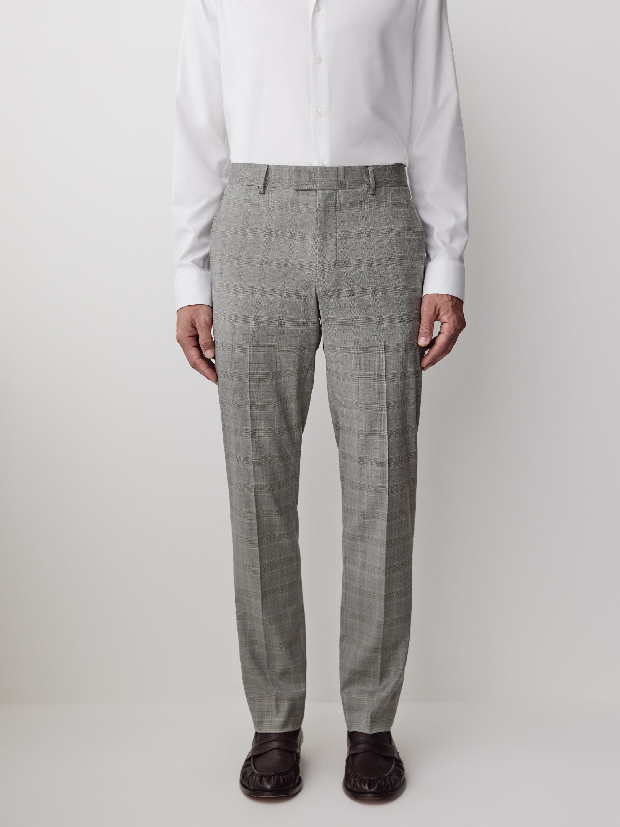 Slim-Fit Checkered Grey Suit Pant