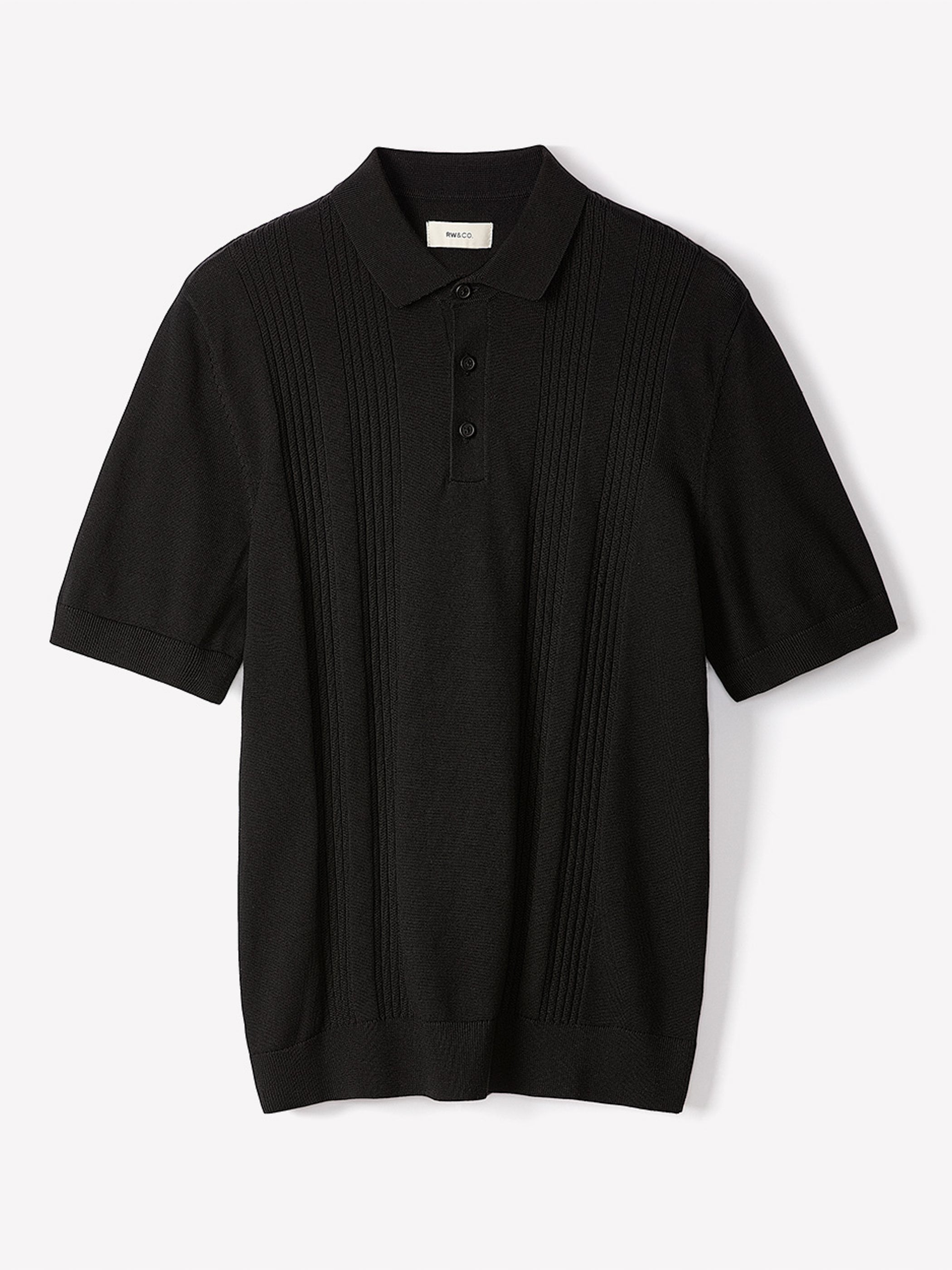 Short-Sleeve Cotton Polo with Vertical Stitches