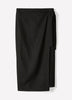 Woven Linen Blend Wrap Midi Skirt