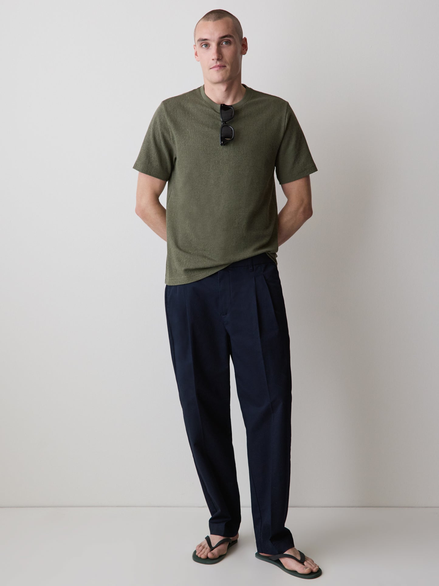 Mens Knit Burnout Crew Neck T-Shirt