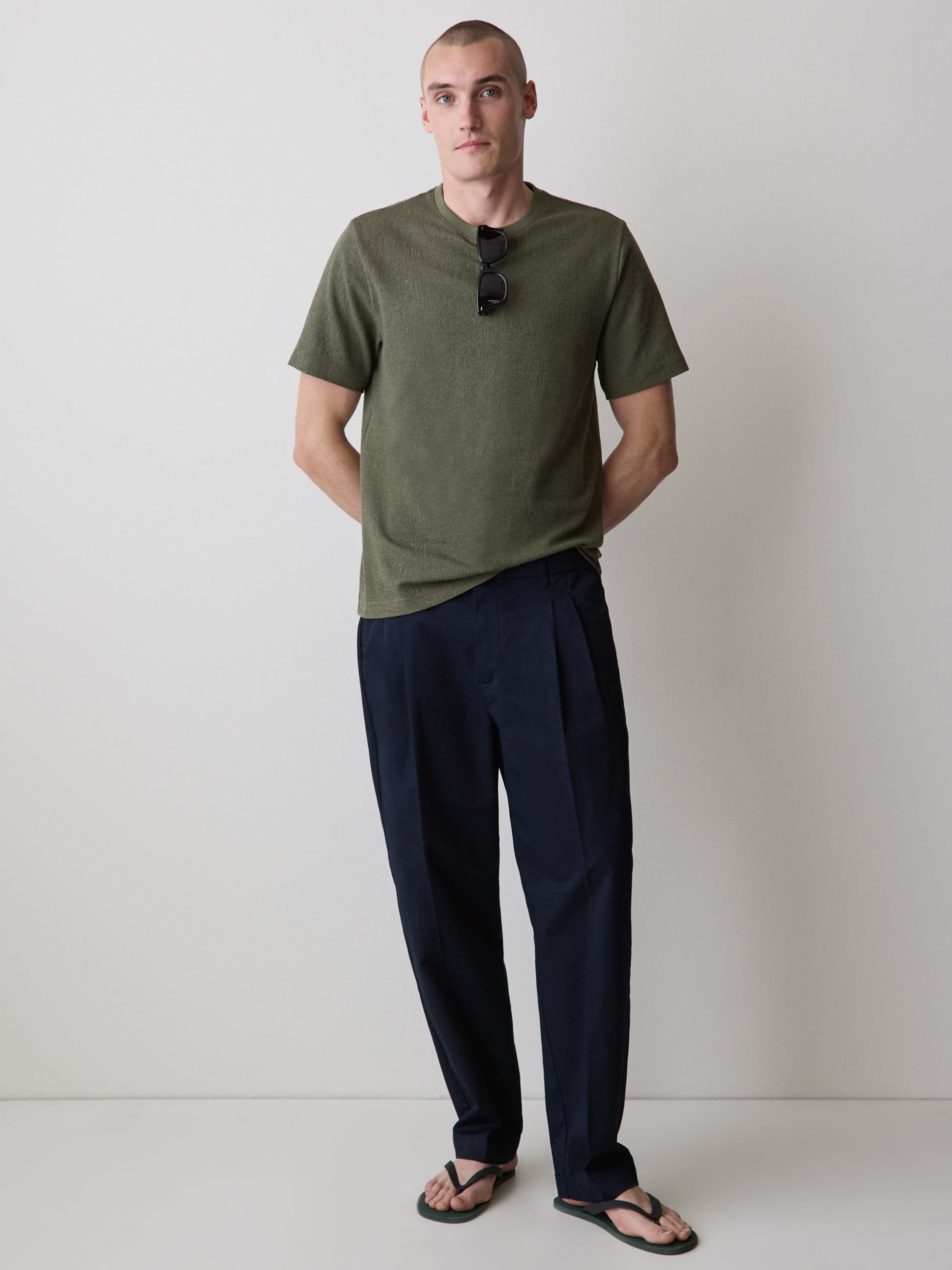 Mens Knit Burnout Crew Neck T-Shirt
