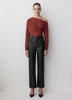 Straight High Rise PU Denim Pant