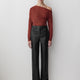 Straight High Rise PU Denim Pant