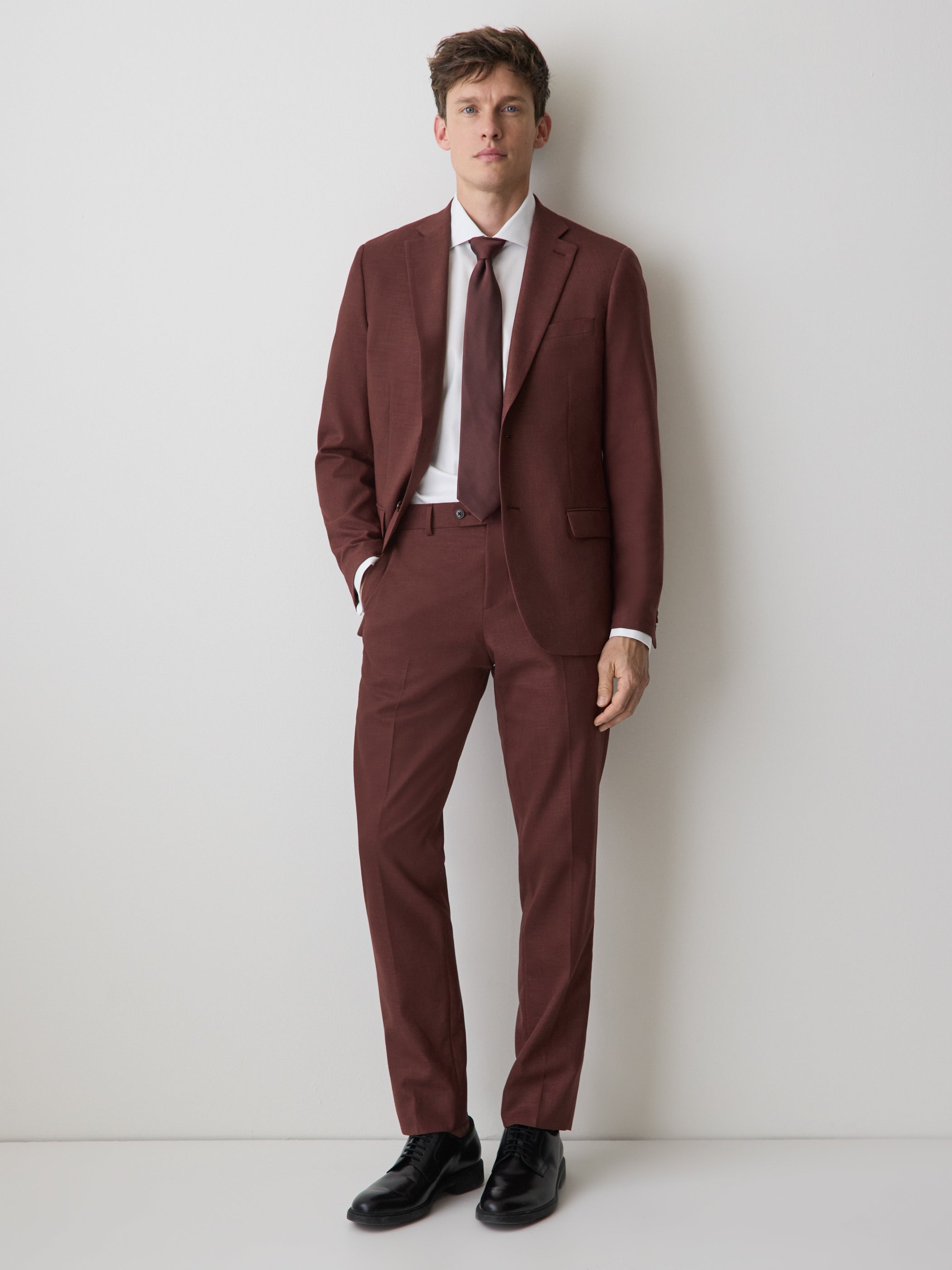 Slim-Fit Deep Berry Suit Pant