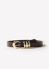 Slim Leather Belt with Sculptural Buckle