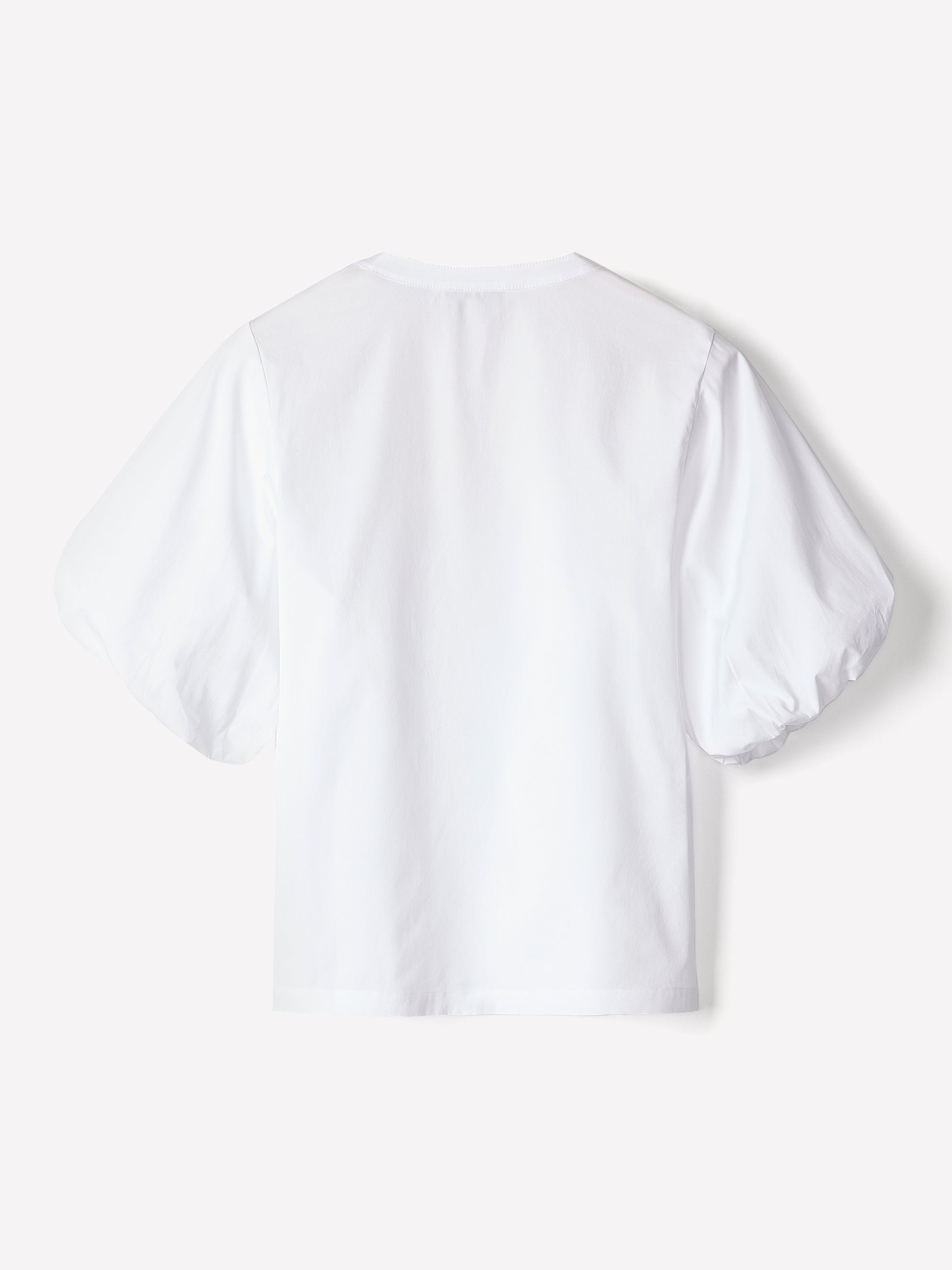 Woven Cotton Blend Balloon Sleeve Blouse