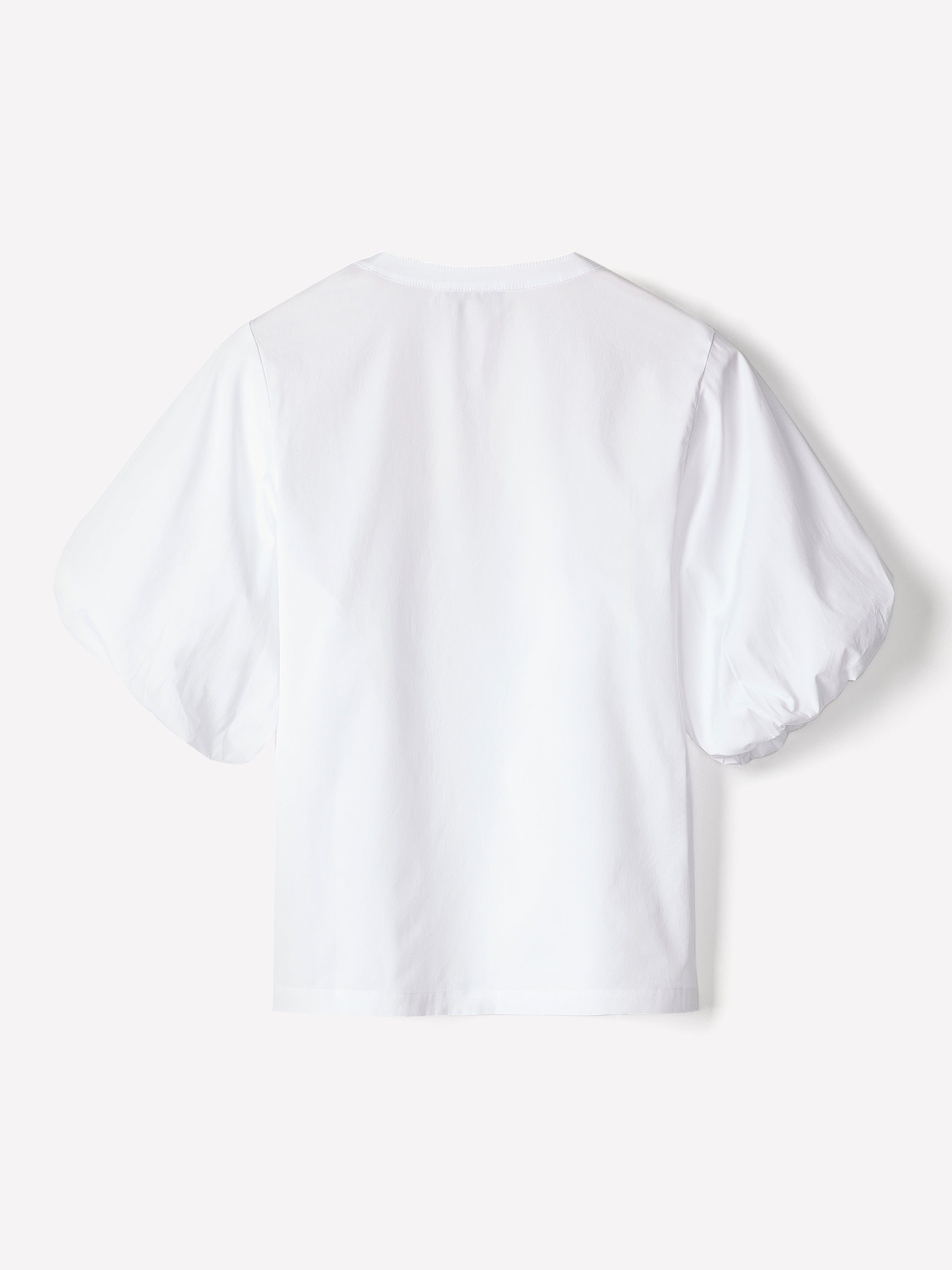 Woven Cotton Blend Balloon Sleeve Blouse