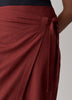 Woven Linen Blend Wrap Midi Skirt