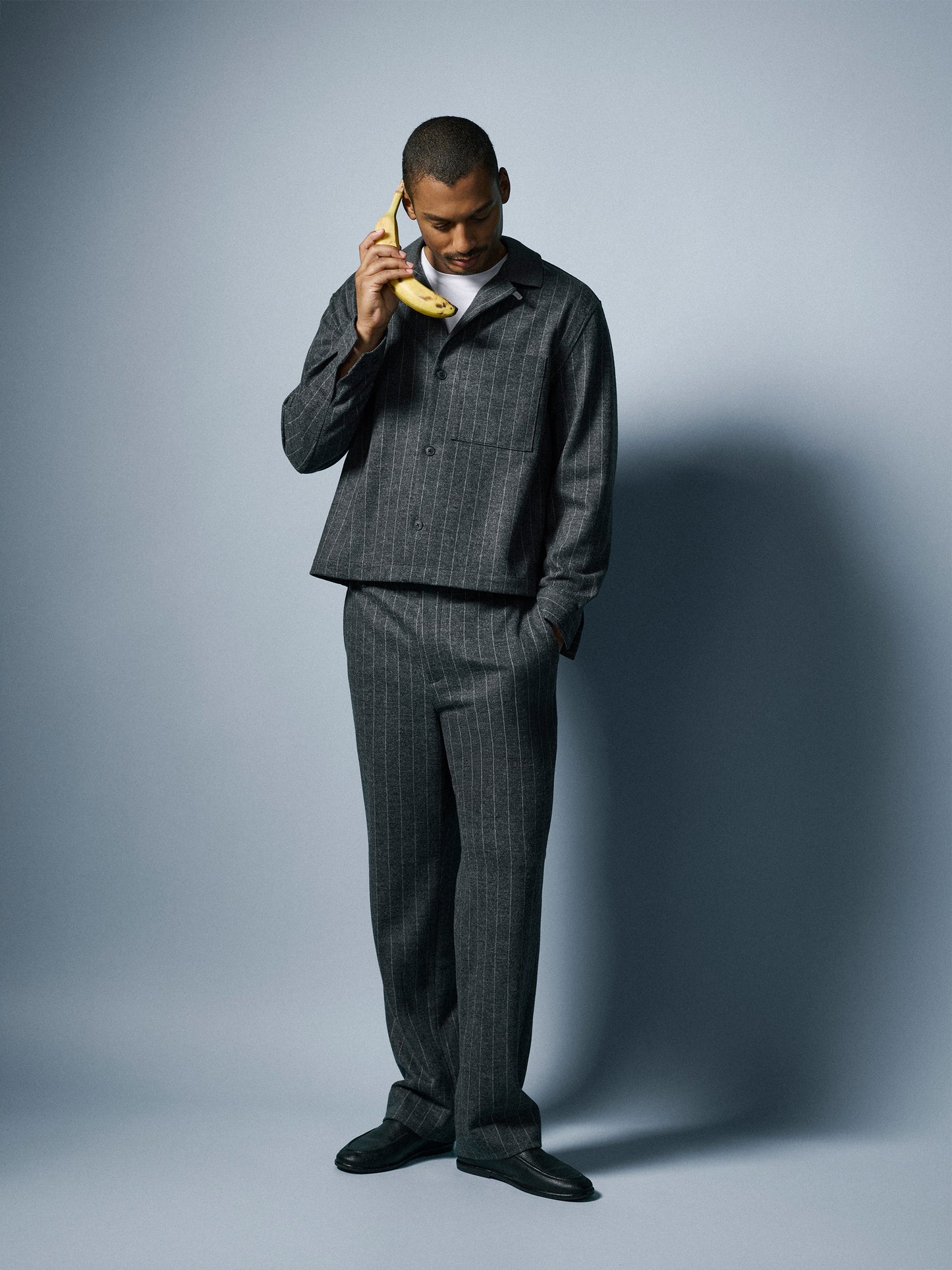 Straight Knit Pinstripe Wool Blend Pant