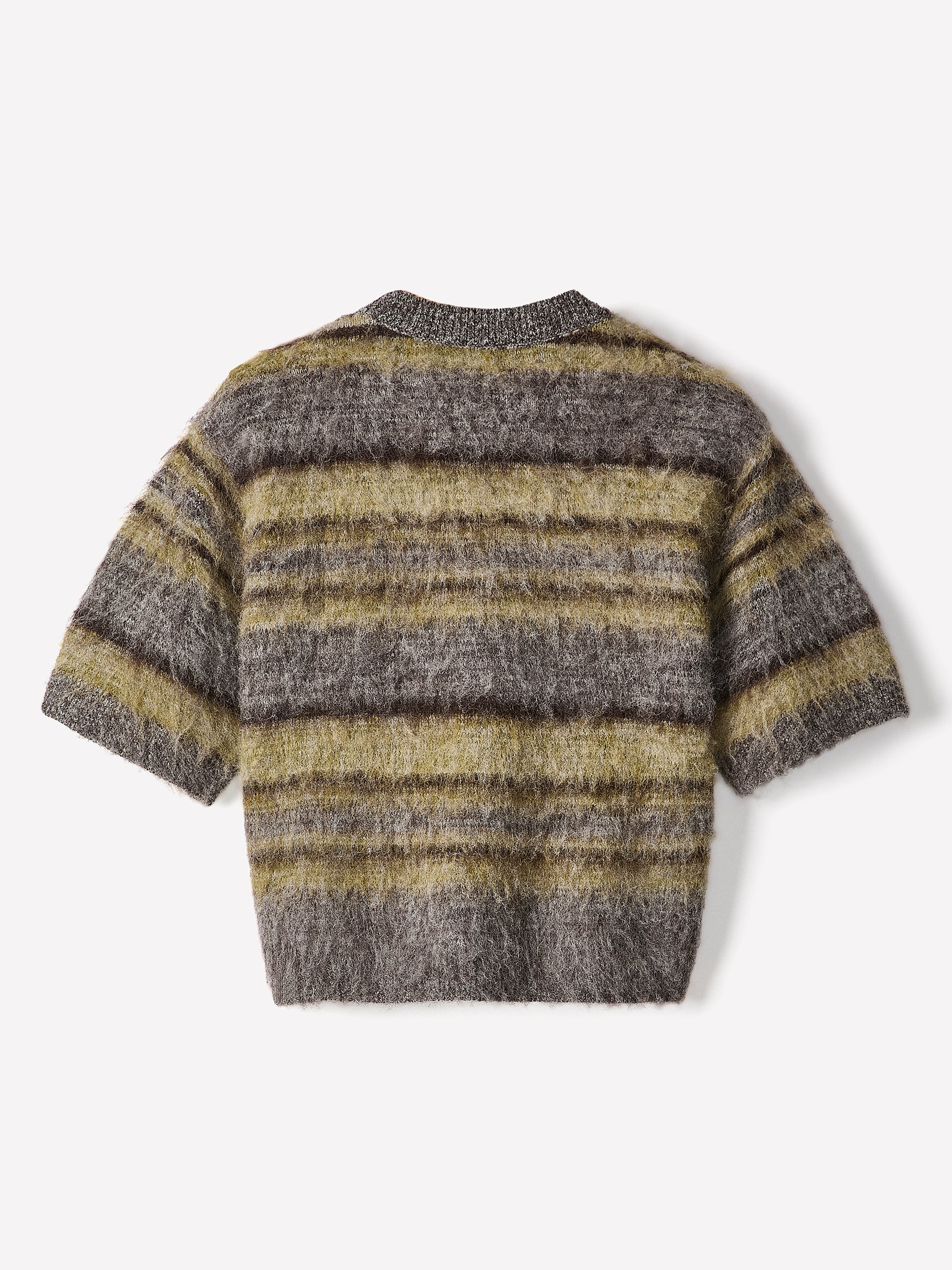 Knit Sweater with Brushed Striped Design