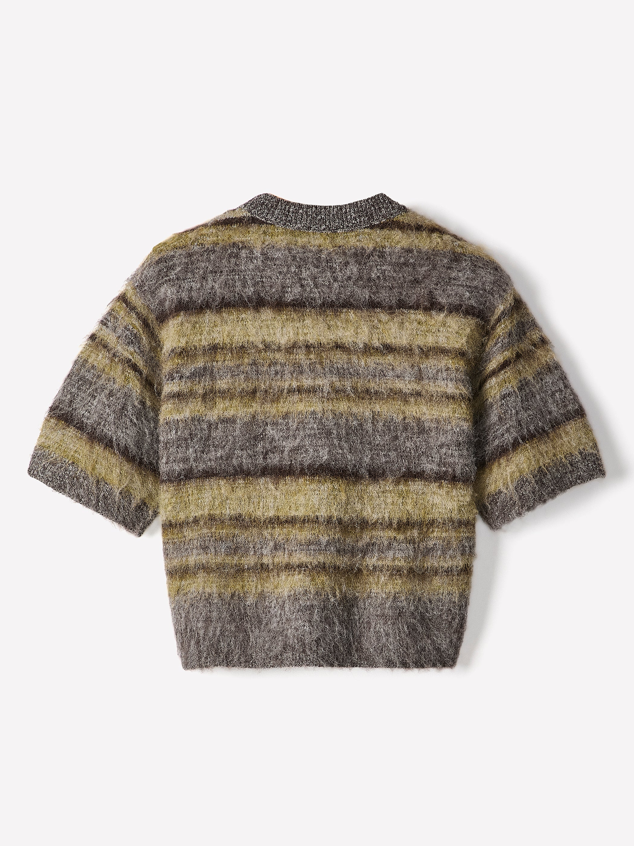 Knit Sweater with Brushed Striped Design
