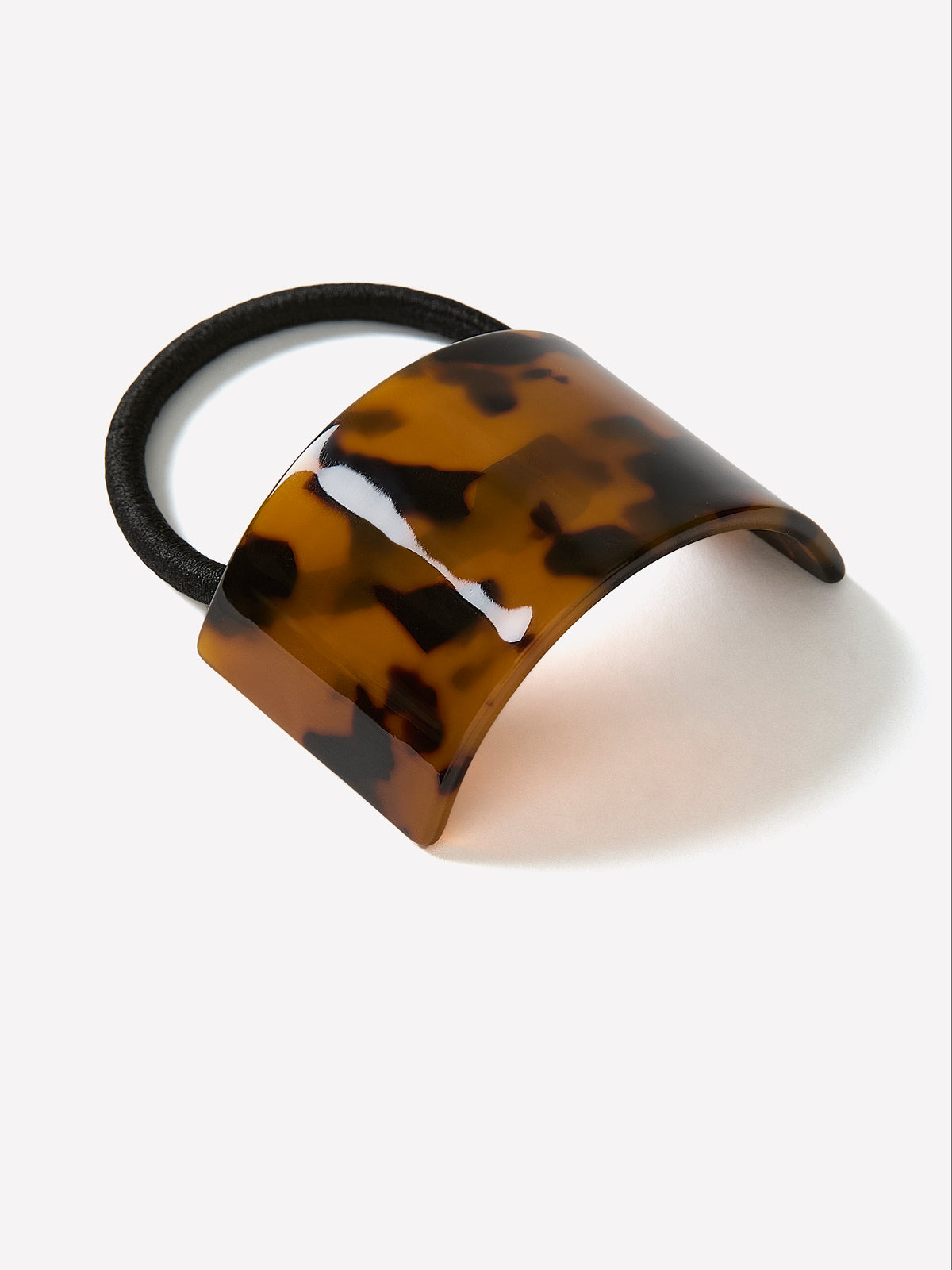 Woven Hair Elastic with Tortoise Acrylic Plate