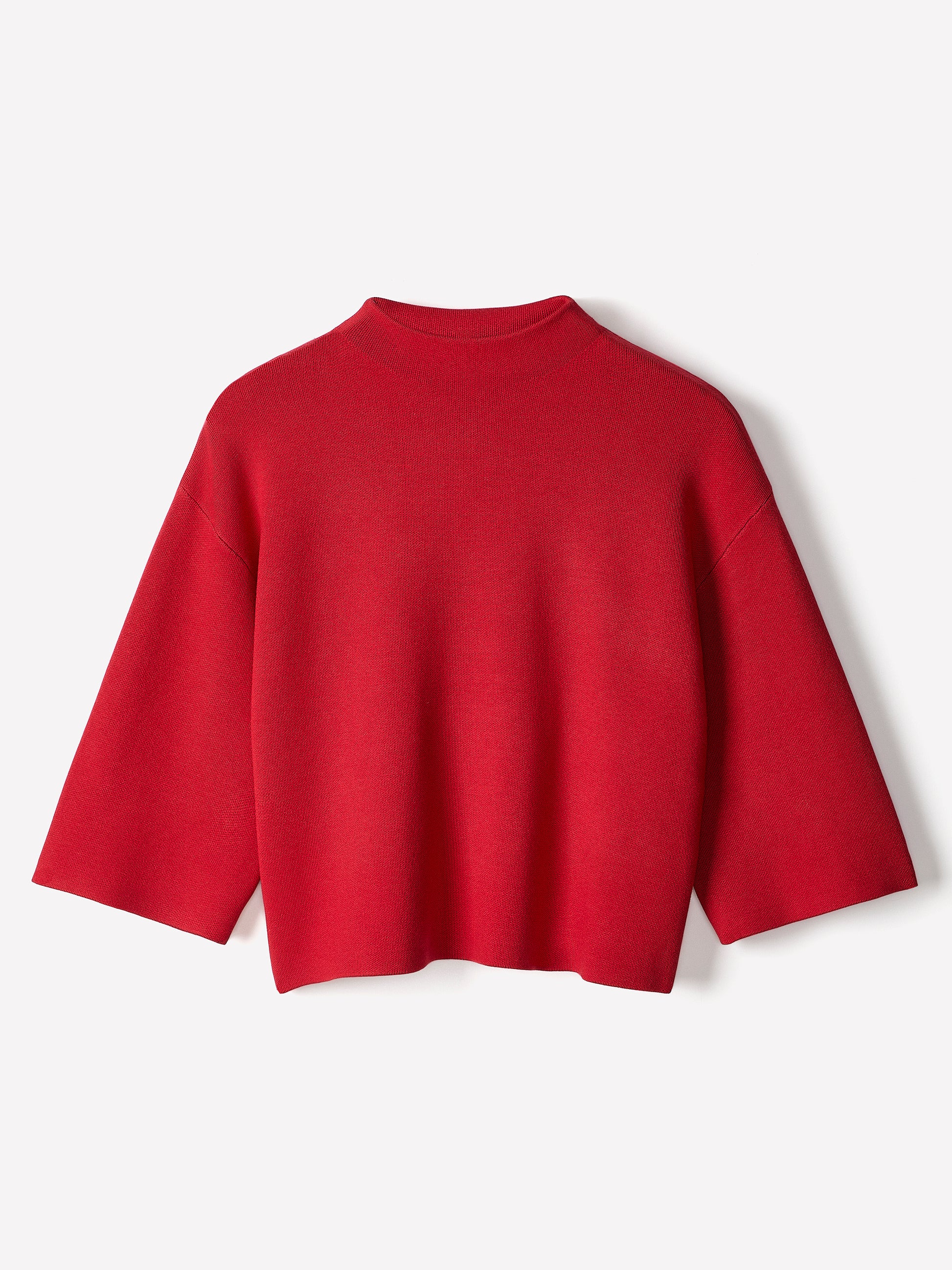 Mock-Neck Sweater with Bell Elbow Sleeves