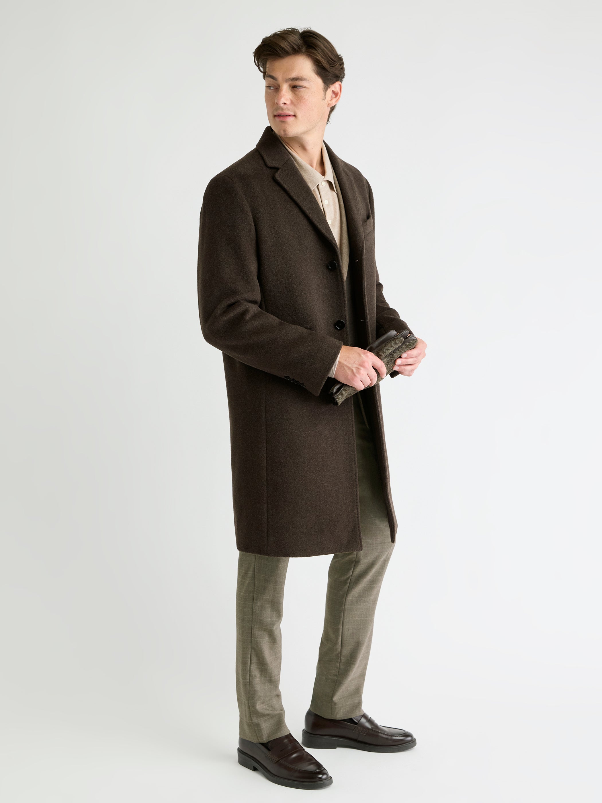 Wool and Cashmere Coat with Tailored Collar