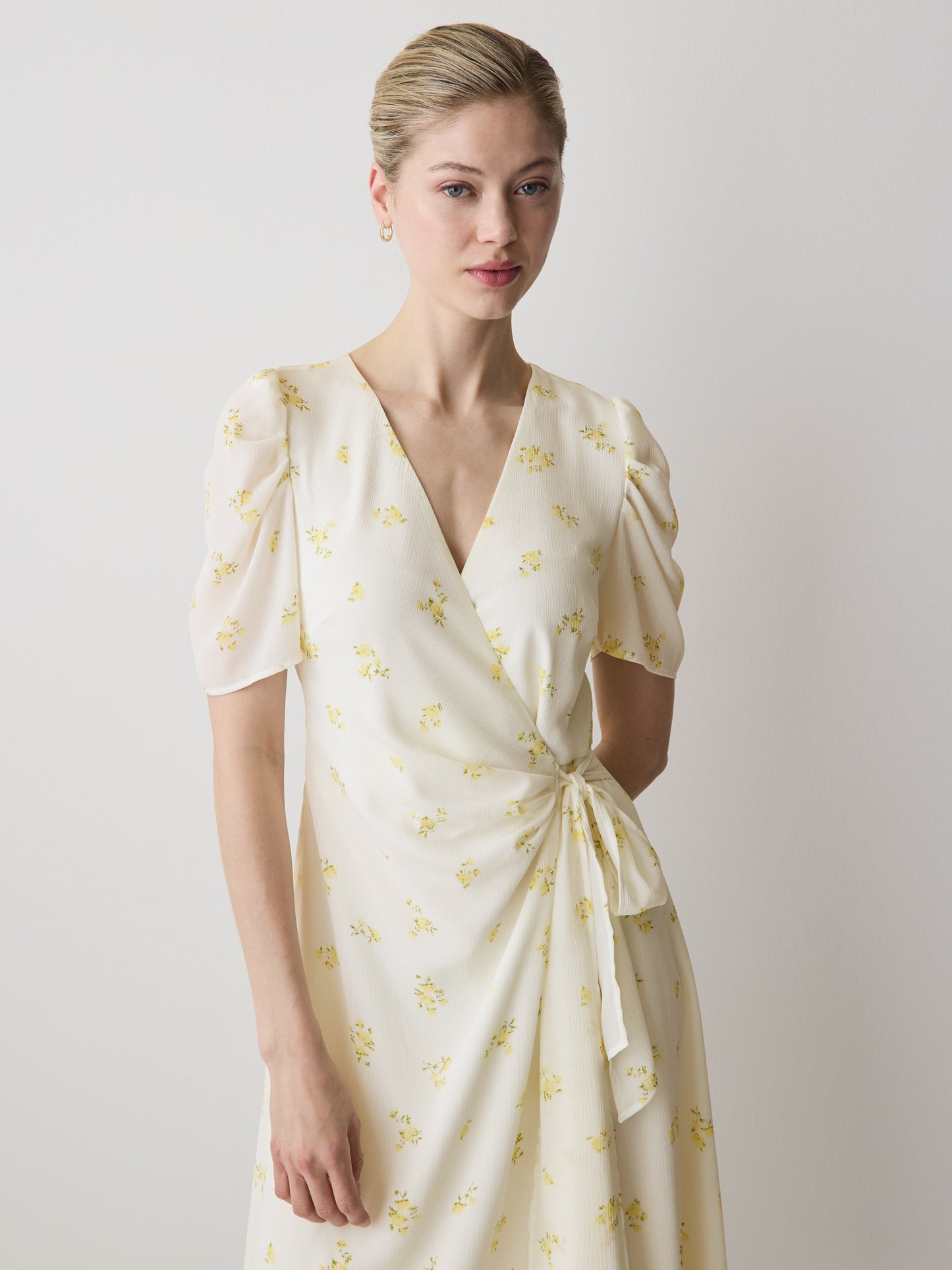Woven Chiffon Midi Dress with Lace Trim