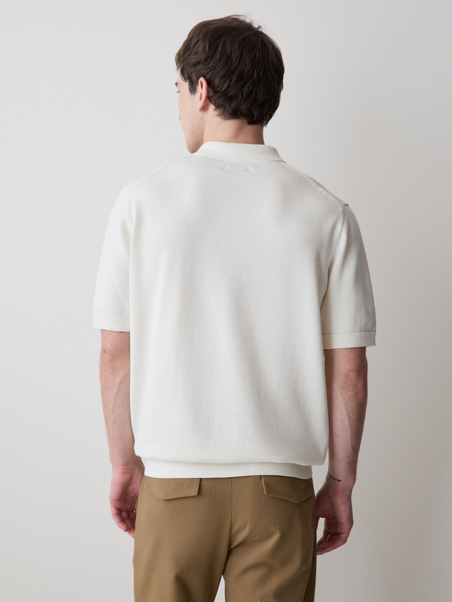 Cotton Short-Sleeve Polo with Johnny Collar
