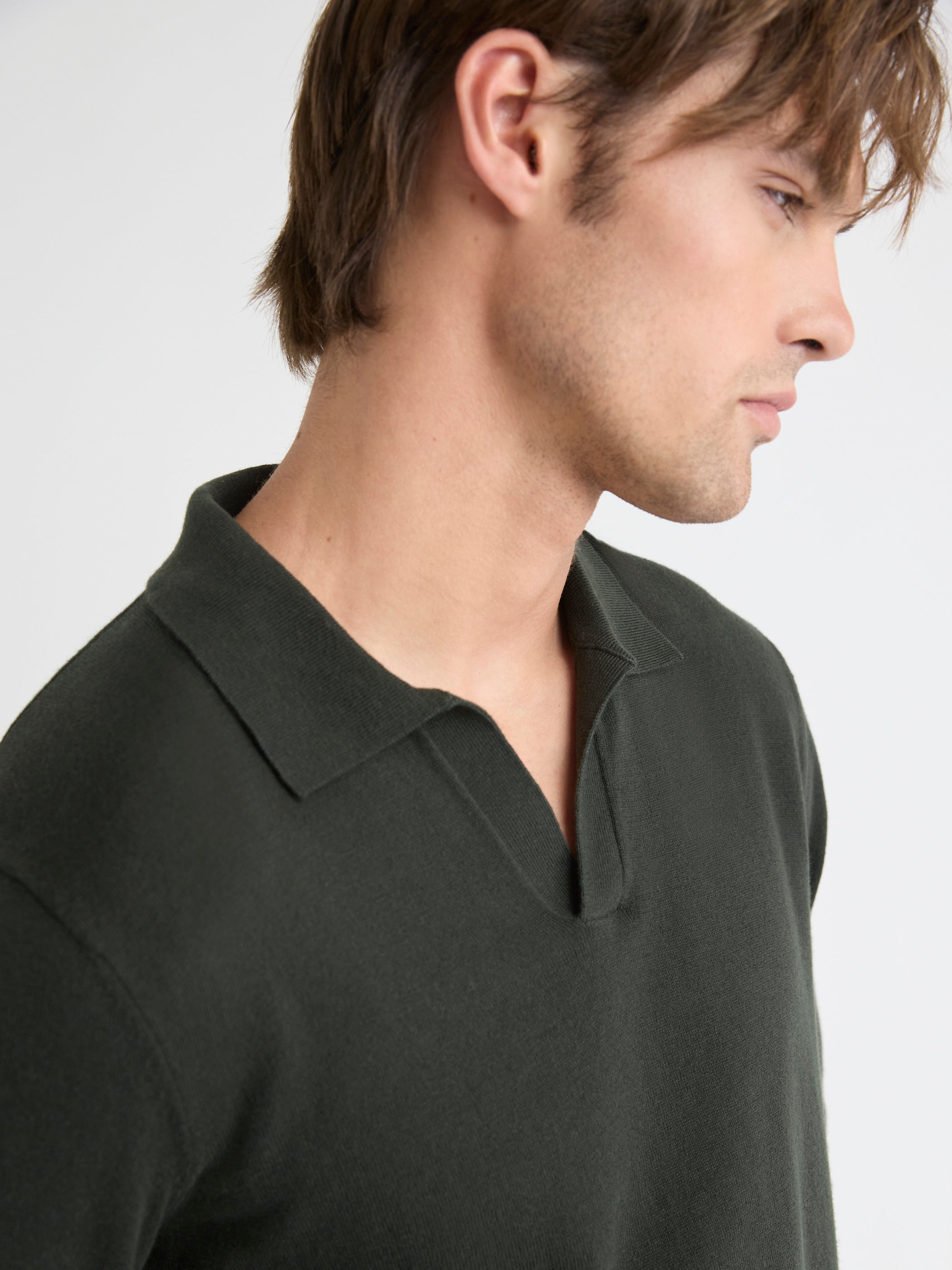 Long-Sleeve Sweater with Johnny Collar