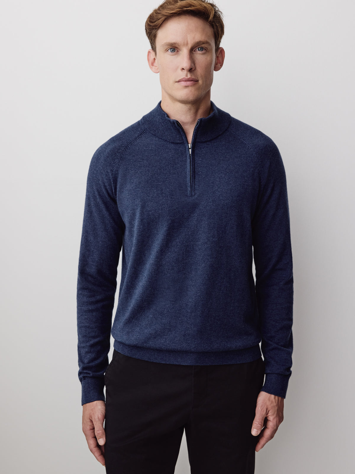 Long-Sleeve Half-Zip Mock-Neck Sweater