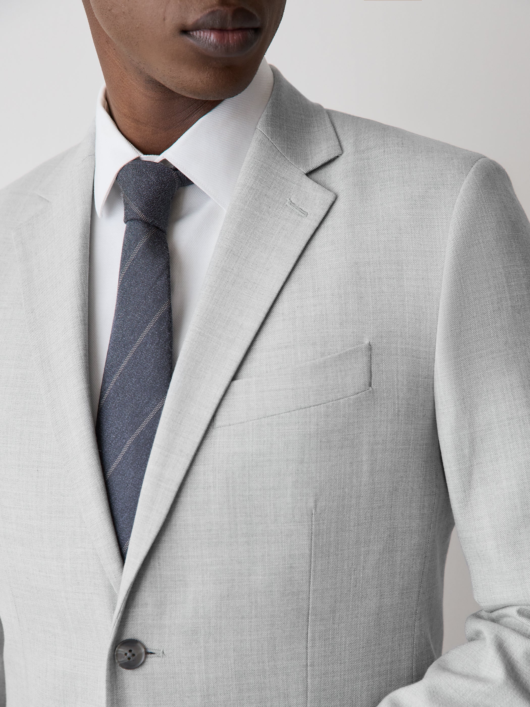 Veston de Complet Essentiel Coupe Ajustée Gris Clair 