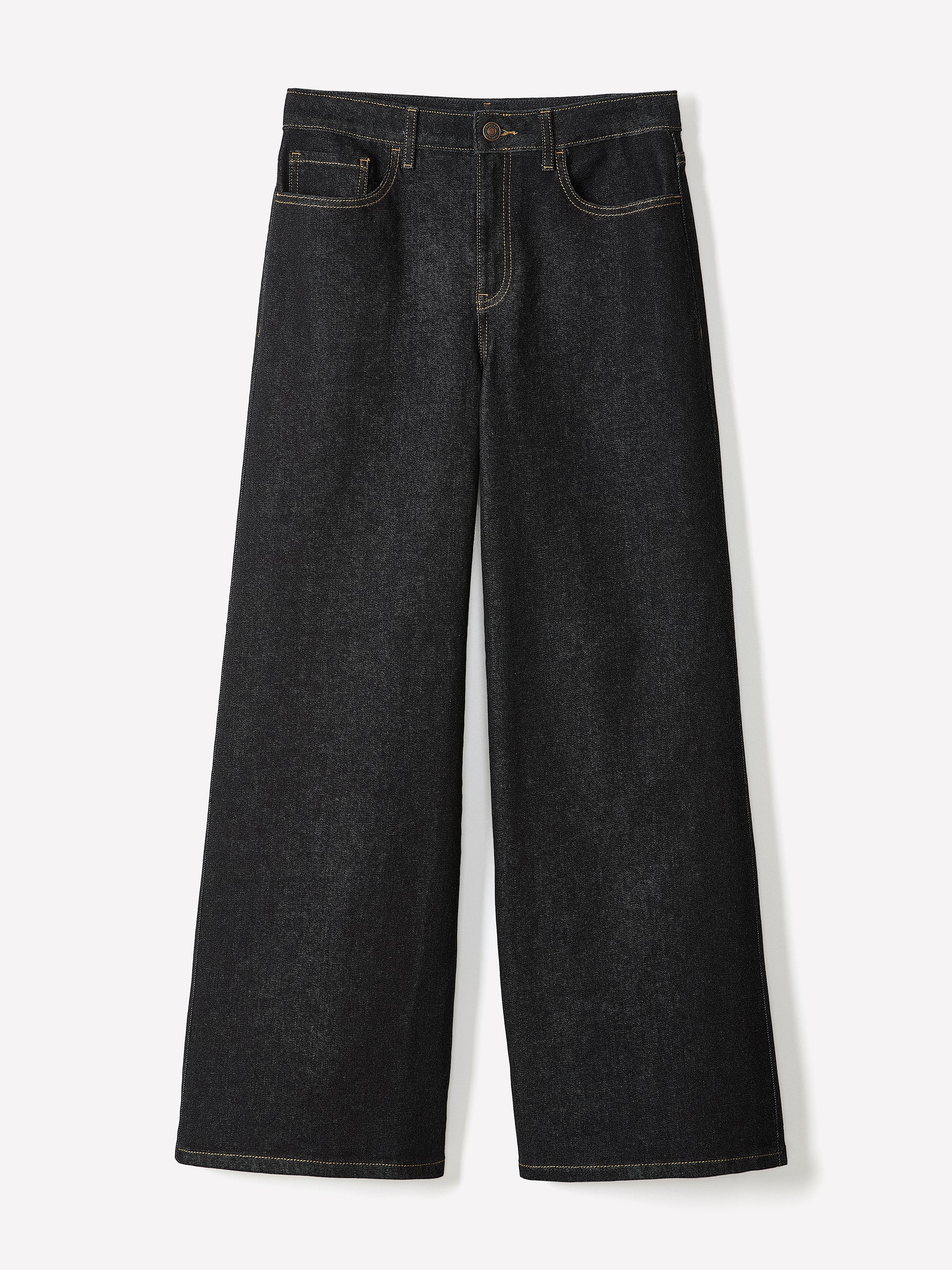 Woven Denim High Rise Ultra Wide Pant