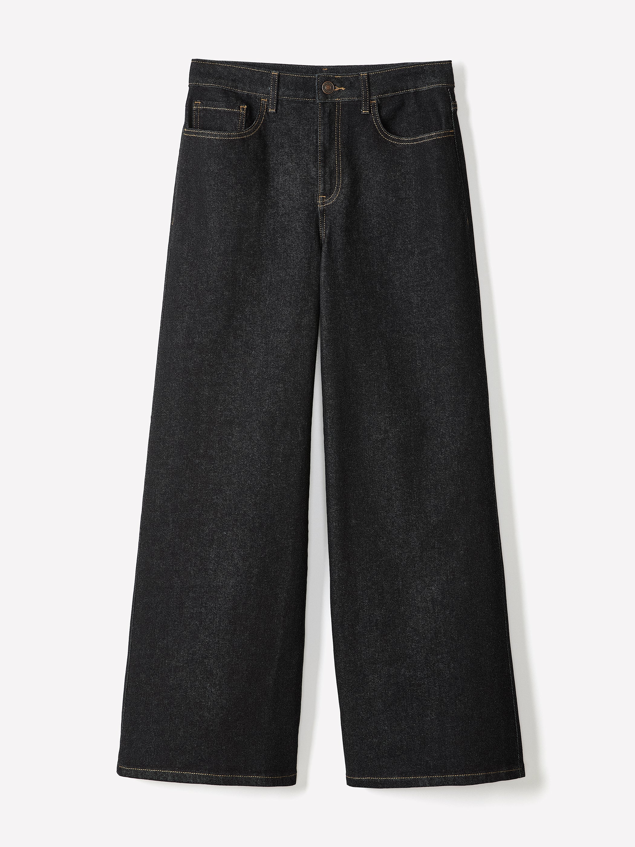 Woven Denim High Rise Ultra Wide Pant