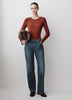 Woven Denim Pant Mid Rise Slouchy Straight Fit