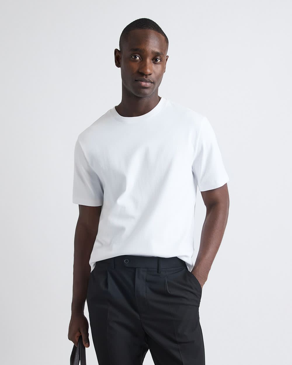 Refined Solid Interlock Cotton Crew-Neck Tee
