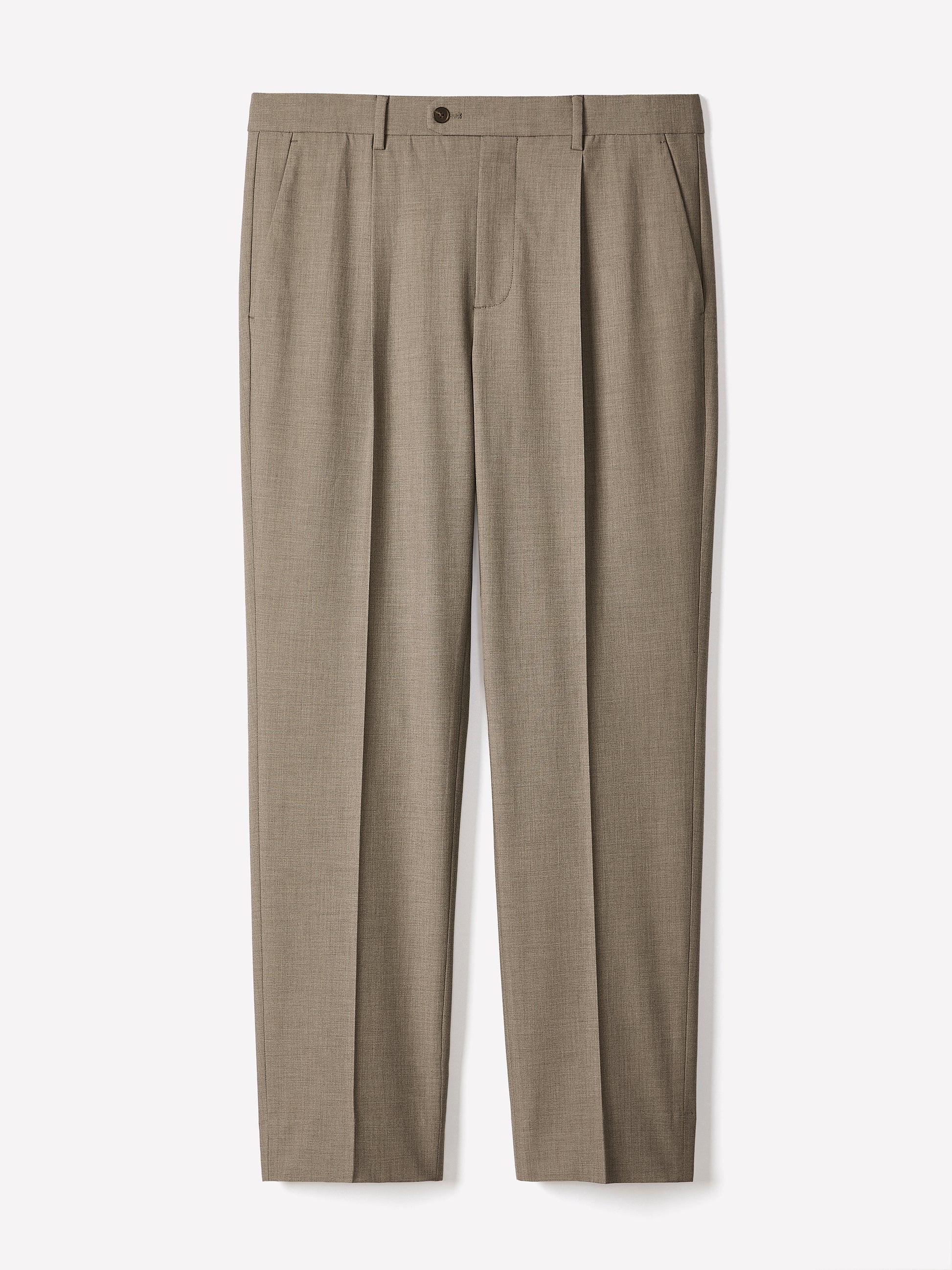Wool-Blend Tapered-Leg Pleated Dress Pant