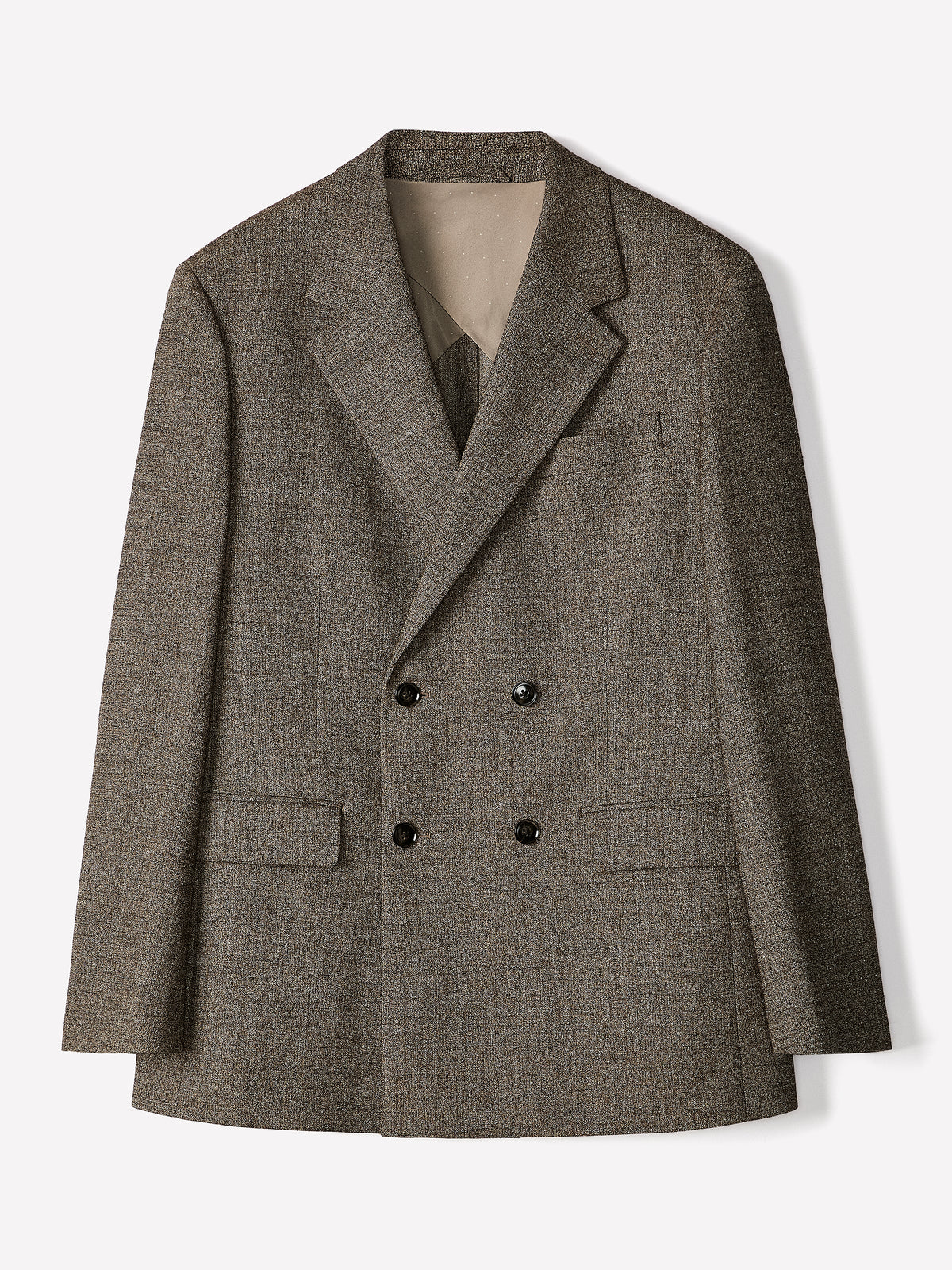 Tailored-Fit Double-Breasted Tweed Suit Blazer