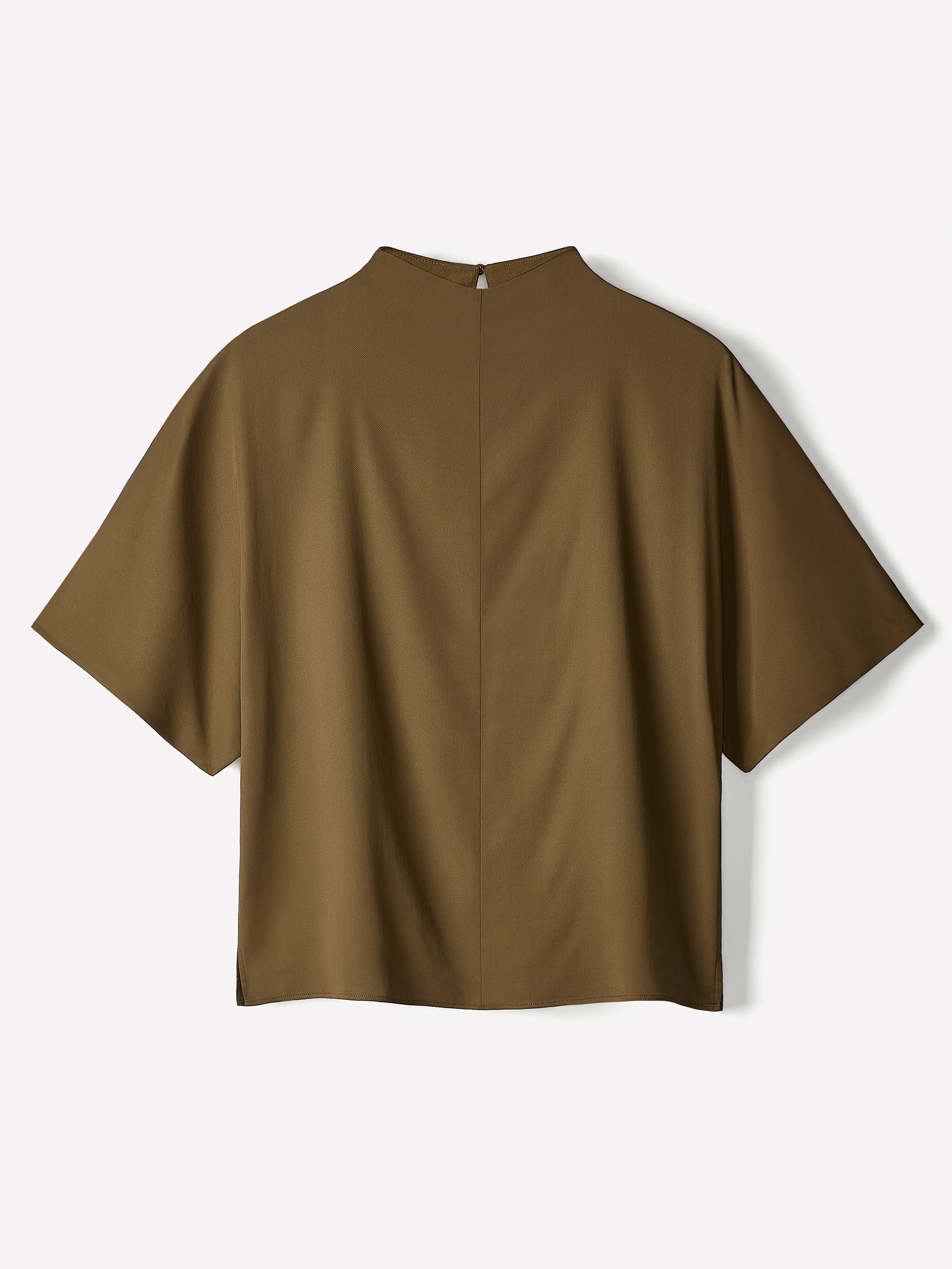 Short-Sleeve Mock-Neck Cape Blouse